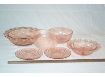 Pink Depression Glass Service Pieces