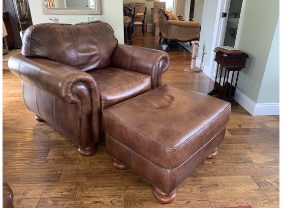 Fabulous Thomasville Oversized Leather Chair And Ottoman