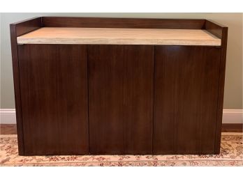 Dark Stained Calvin Klein Stone Top Server, Contemporary  Style
