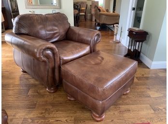 Fabulous Thomasville Oversized Leather Chair And Ottoman