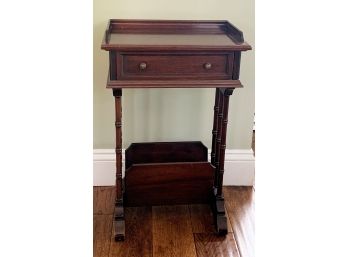 Mahogany Side Table With Lower Magazine Rack