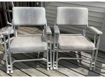 Pair Eex-In Aluminum Boat Chairs, Adjustable