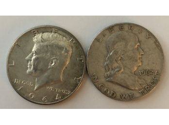 1962 D Franklin & 1964 Kennedy Half Dollar