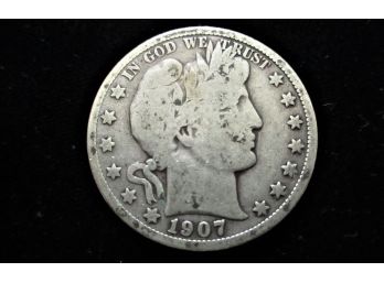 U.S. 1907 O Silver Barber Half Dollar