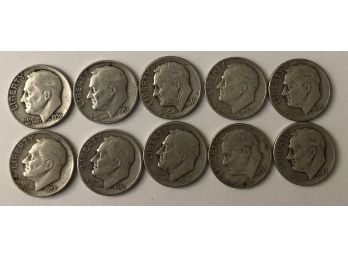 10 Roosevelt Dimes (See Description For Dates)