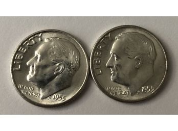 2 1955 Roosevelt Dimes (MS 65 Quality)