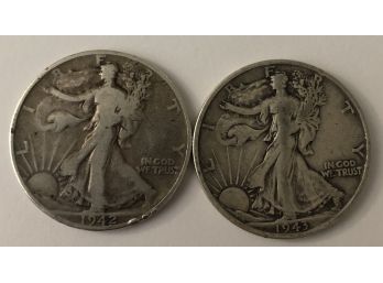 2 Walking Liberty Half Dollars 1942 And 1943 S