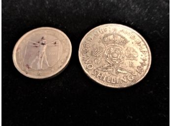 1944 Silver 2  Shillings, 1 Euro