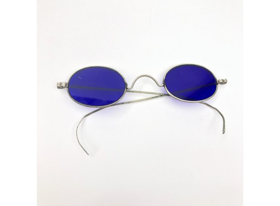 Antique Cobalt Blue Spectacles Unusual Color!