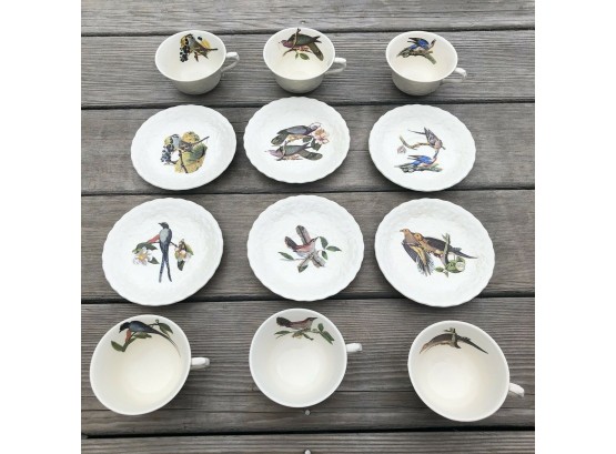 Vintage Alfred Meakin England Birds Of America Teacups And Saucers Set Of 6