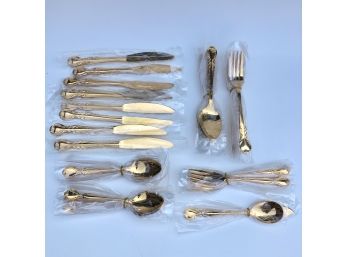 Vintage Stainless Steel Flatware Set New In Box Golden Senorita Pattern By Continental Stainless Corp