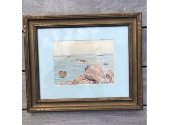 I. R. Doerfler Local Artist Shoreline Watercolor Framed Painting