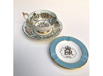 Vintage Wedgwood 1953 Queen Elizabeth II Coronation Teacup Saucer Ashtray China Lot