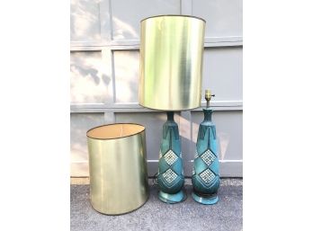 Pair Of Large Mid Century Modern Lamps (one Not In Working Condition)