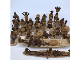 Lot Of 1960s Nigerian Carved Wooden Figures