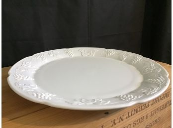 White Platter With Grapevine Detail
