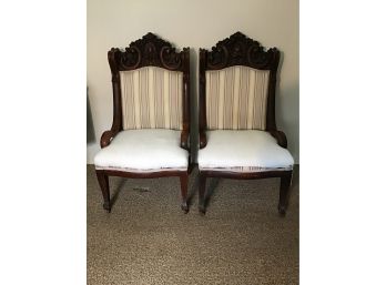 Pair Of Lovely Antique Mahogany Parlor Chairs