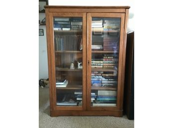 Antique Oak Bookcase Curio Cabinet