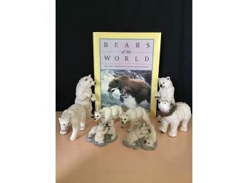 8 Polar Bear Figurines And Bears Of The World Book