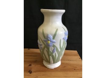 Decorative Iris Flowered Vase 11.5H