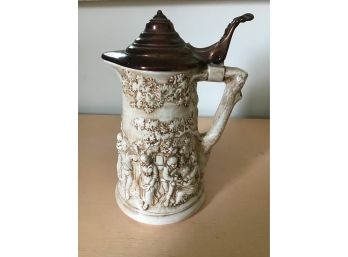 Atlantic Mold Ceramic Stein With Copper Lid 10.5H