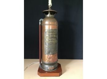 Antique Badgers Fire Extinguisher Turned Lamp, Copper, Brass, No15