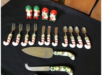 Christmas Themed Flatware And Serving Pieces