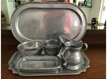 Armetale Pewter Lot, Trays And Serving Pieces, 8 Pcs