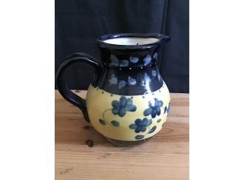 Nantucket Pitcher, Blue And Yellow