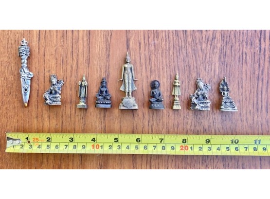 Lot Of 9 Small Hindu Goddesses And Related Sculptures.