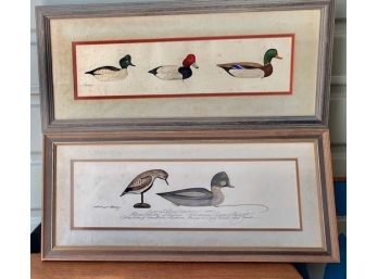 Pair Of Watercolor Paintings Of Duck Decoys Shorebird Kathryn Herzy, Bellport, Long Island