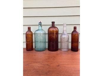 Lot Of Antique Whiskey, Hygeia, Chemical Bottles Most 19th Century.