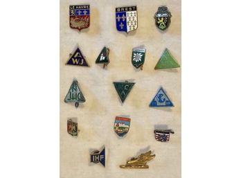 Nice Lot Of German European Skiing Travel Souvenir Pins. Includes, Travel, Skiing, Ice Skating And Town Pins
