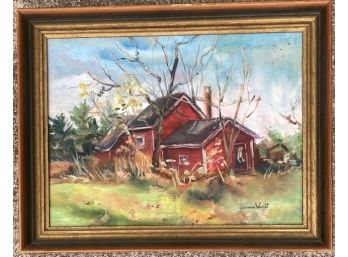 Vintage Impressionist Pennsylvania Landscape Painting Mt. Bethel Farm Listed New Jersey  Artist Bernice Wurst