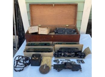 Rare American Flyer Antique Train Set Rail Way Post Office Car, 3020 Engine, Track Boxes