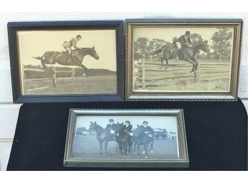 Lot Of 3 Signed Equestrian Grand Prix Show Jumping Photographs.