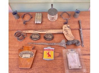 Lot Of Miscellaneous Antiques And Collectibles Spurs, Coca Cola, Sword Cigar Case
