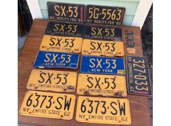 Nice Lot Of New York State And Worlds Fair Passenger And Commercial License Plates.