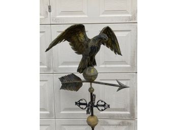 Antique 19th Century Copper Eagle Weathervane On Stand.