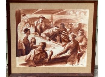 WPA Era Watercolor Painting Of Craps Players Gambling By John Groth