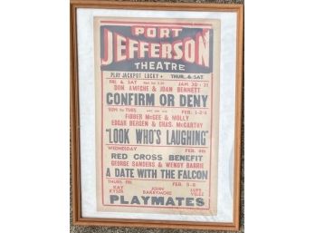 Rare 1941 Port Jefferson, Long Island Theater Movie Poster.
