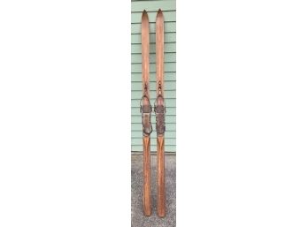 Pair Of Antique Hickory Snow Skis R.H. Macy & Co. New York.