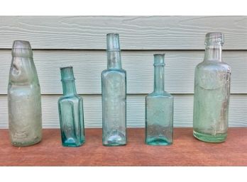 Lot Of Antique 19th Century Bottles Daddies Sauce, Jackson Water Works