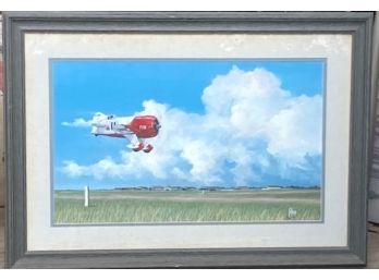 Wonderful Gerard Colson Aviation Painting Bee Gee R1 Racer Flying Silo.