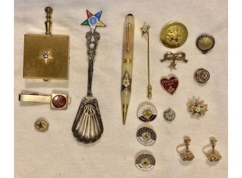 Large Lot Of Masonic Collectible Items Pins, Jewelry, Tie Clips, Stick Pins, Etc.