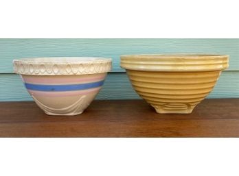 Lot Of Two Antique Yelloware Mixing Bowls.