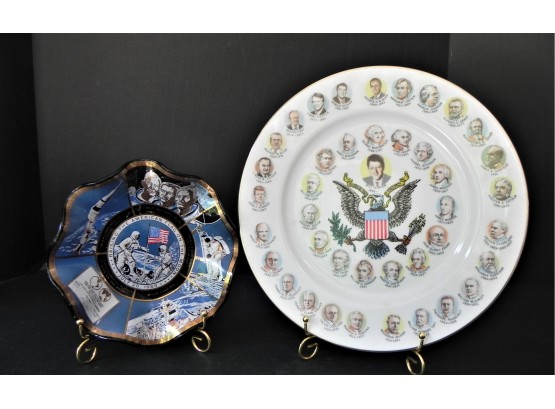 1993 Bill Clinton 200 Years Of Presidents Plate And A Vintage 1969 Apollo Astronaut Dish