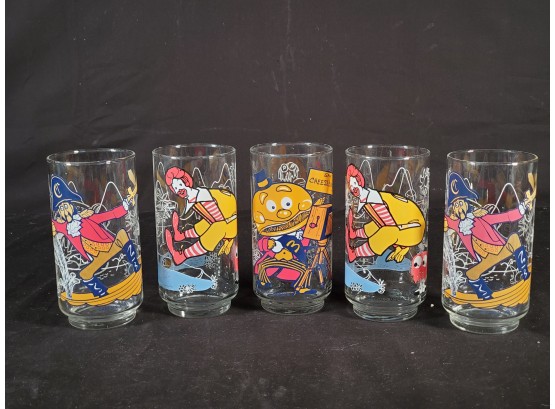 Set Of Five Vintage 1977 McDonalds Character Premium Glasses
