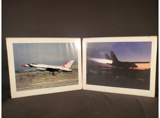 Two Peter Marcus USAF Thunderbird #1 F-16A & Full Afterburner Grumman F-14 Tomcat Posters