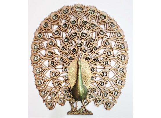 Awesome 1960s Vintage Burwood Products Molded Plastic Bejeweled Peacock Wall Art
